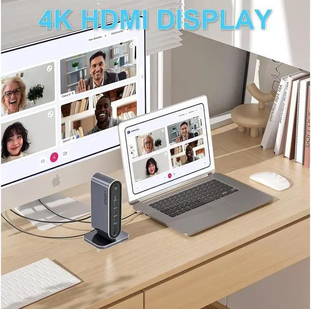 Alt view image 3 of 7 - IXJYLCPC Vertical USB-C Hub (12-in-1) with 4K HDMI&VGA Display, 4 x USB-A 5Gbps Data Ports and 100W PD, SD/TF, Ethernet, USB-C Data, SD/TF for MacBook Pro, MacBook Air, Laptops and More