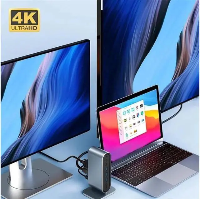 Alt view image 7 of 7 - IXJYLCPC Vertical USB-C Hub (12-in-1) with 4K HDMI&VGA Display, 4 x USB-A 5Gbps Data Ports and 100W PD, SD/TF, Ethernet, USB-C Data, SD/TF for MacBook Pro, MacBook Air, Laptops and More