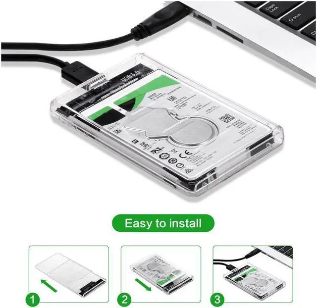 Alt view image 6 of 7 - IXJYLCPC 2.5" External Hard Drive Enclosure, SATA III to USB Type-C for HDD/SSD - Tool Free Installation, Transparent Design, Supports UASP and up to 2TB - Clear