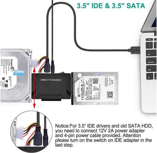 Alt view image 7 of 7 - IXJYLCPC SATA To USB IDE Adapter USB 3.0 Sata 2.5 3.5 Inch Hard Disk Drive HDD SSD USB Converter IDE SATA To USB SATA Adapter Cable