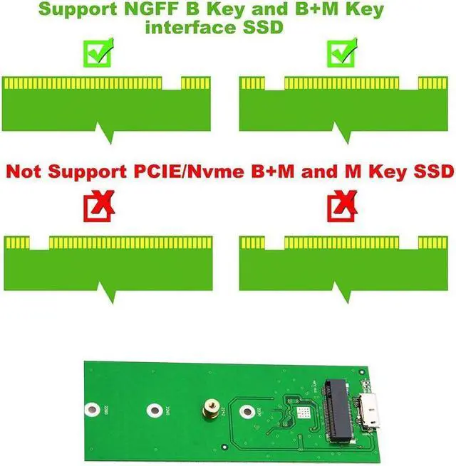 Alt view image 6 of 7 - IXJYLCPC M.2 SSD USB3.0 Enclosure, NGFF Portable USB 3.0 Case, External M.2 SSD Reader, M.2 B-Key and B&M Key Solid State Drive Adapter Converter as External Hard Drive Support 2230 2242 2260 2280