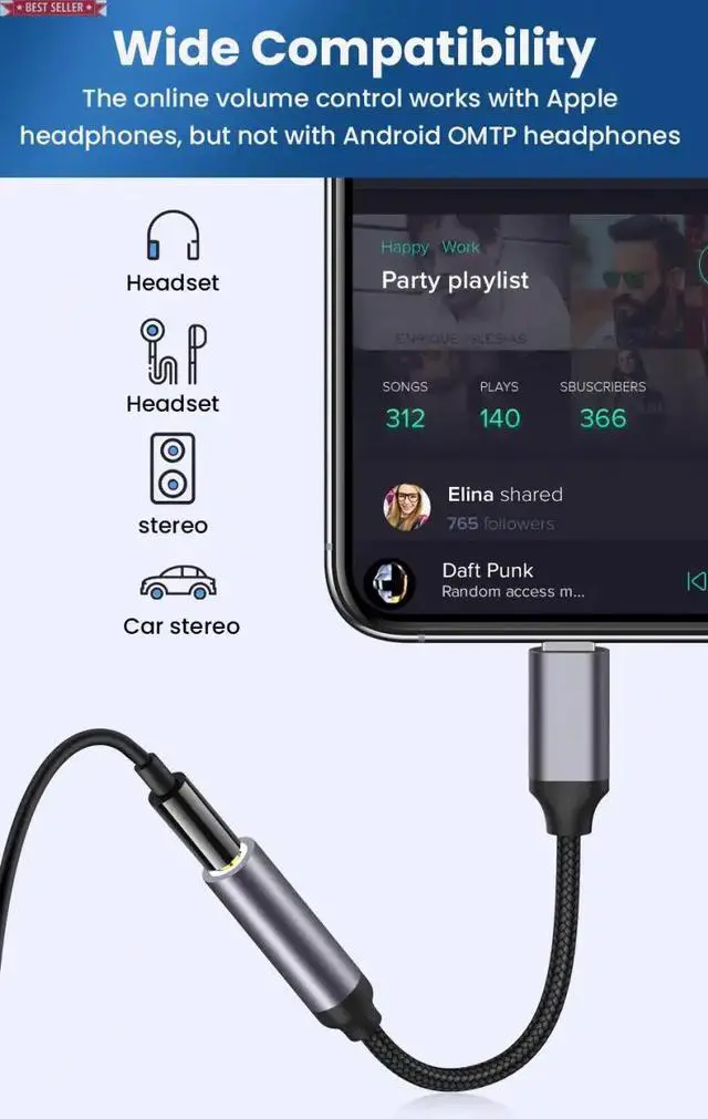 Alt view image 4 of 6 - IXJYLCPC Mini 3.5mm AUX Cable Adapter For Phone 13 12 Pro Adapter Headphone Audio Splitter
