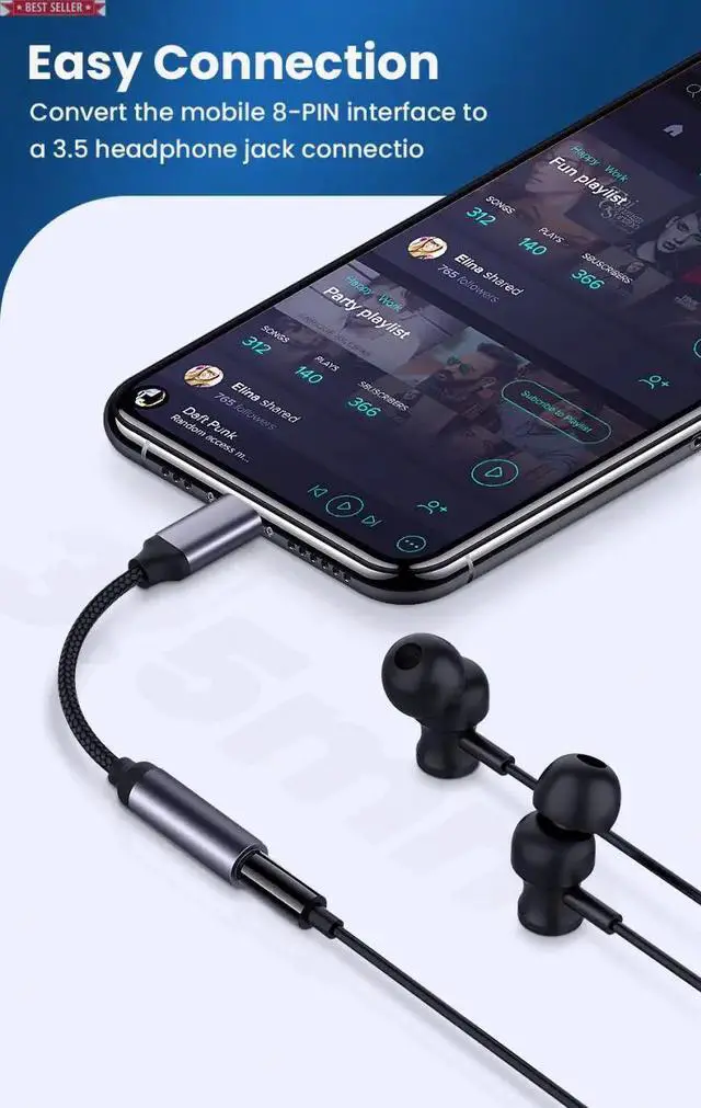 Alt view image 5 of 6 - IXJYLCPC Mini 3.5mm AUX Cable Adapter For Phone 13 12 Pro Adapter Headphone Audio Splitter
