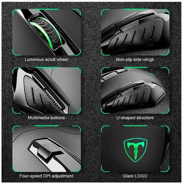Alt view image 3 of 6 - IXJYLCPC Gaming Mouse Wired Breathing Light Ergonomic Game USB Computer Mice Multicolor Gamer Desktop Laptop PC Gaming Mouse, 6 Buttons for Windows 7/8/10/XP Vista Linux, Black
