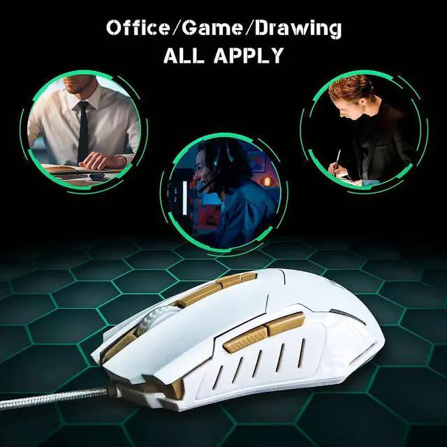 Alt view image 2 of 7 - IXJYLCPC Gaming Mouse Wired Breathing Light Ergonomic Game USB Computer Mice Multicolor Gamer Desktop Laptop PC Gaming Mouse, 6 Buttons for Windows 7/8/10/XP Vista Linux, White