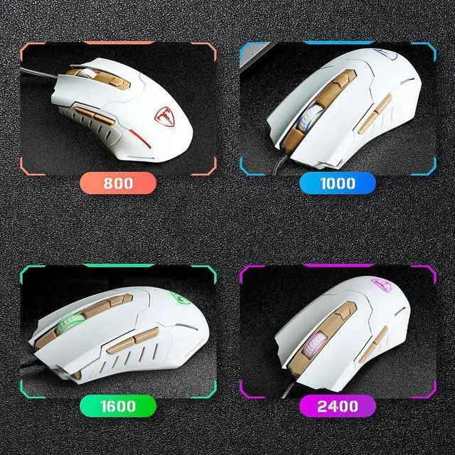 Alt view image 3 of 7 - IXJYLCPC Gaming Mouse Wired Breathing Light Ergonomic Game USB Computer Mice Multicolor Gamer Desktop Laptop PC Gaming Mouse, 6 Buttons for Windows 7/8/10/XP Vista Linux, White