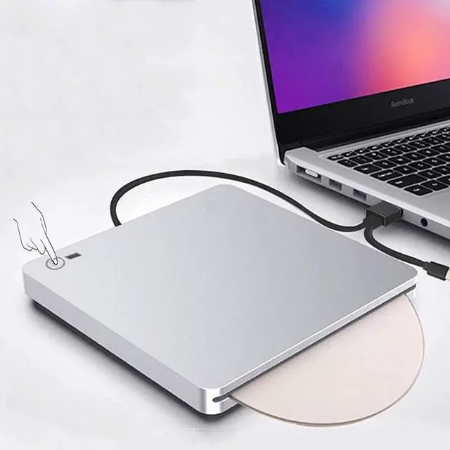 Main image of IXJYLCPC External Blu-Ray DVD Burner Player Drive with One Touch Pop up, USB3.0/Type-C Portable CD/DVD+/-RW Drive/ DVD Player for Laptop CD ROM Burner for Laptop Desktop PC Windows Linux OS Apple Mac