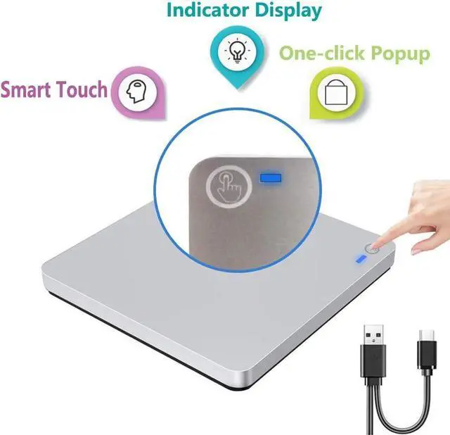 Alt view image 6 of 7 - IXJYLCPC External Blu-Ray DVD Burner Player Drive with One Touch Pop up, USB3.0/Type-C Portable CD/DVD+/-RW Drive/ DVD Player for Laptop CD ROM Burner for Laptop Desktop PC Windows Linux OS Apple Mac