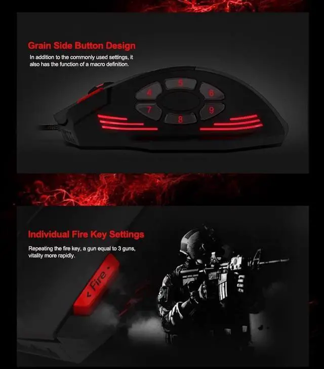 Alt view image 4 of 7 - Zelotes C-12 Wired Gaming Mouse, Optical Wired Computer Mice with 4,000DPI, High Precision, 12 Programmable Mouse Buttons Compatible with Laptop PC, 12 Buttons (Black)