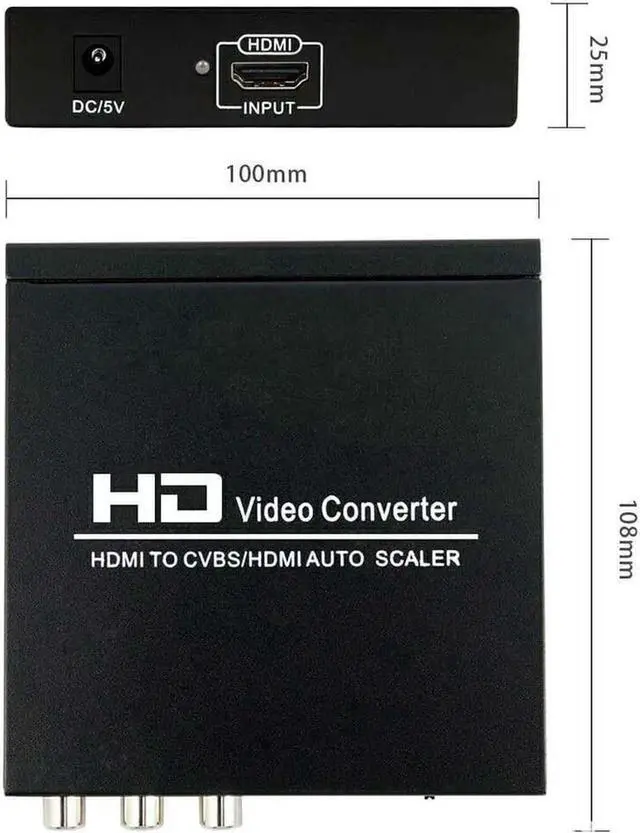 Alt view image 6 of 7 - IXJYLCPC HDMI to HDMI and AV/RCA Converter, 1080p HDTV HDMI to Composite RCA Audio Video A/V CVBS Adapter Converter Box with Power Adapter, Support 1080P, PAL, NTSC for HD TV and Older TV