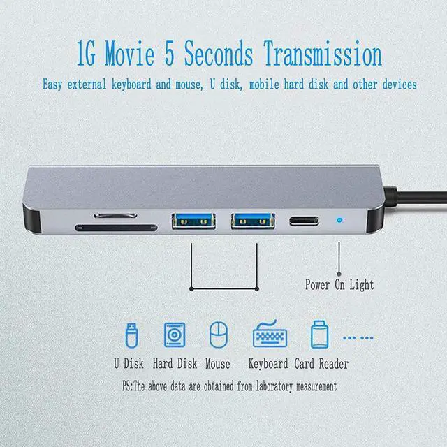 Alt view image 7 of 7 - IXJYLCPC USB C Hub Adapter, 6-in-1 USB C Hub, with 4K USB C to HDMI, 8760W Power Delivery, 2 USB 3.0 Ports, SD and microSD Card Readers, for MacBook Pro and Other USB C Laptops