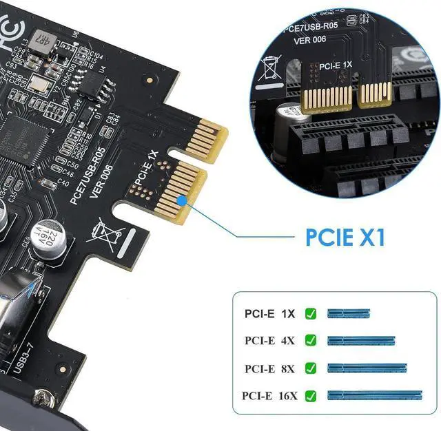 Alt view image 4 of 7 - IXJYLCPC PCIe to USB 3.0 7X USB-APorts Expansion Card,PCI Express Internal USB 3 Hub Converter for Desktop PCS Riser Card