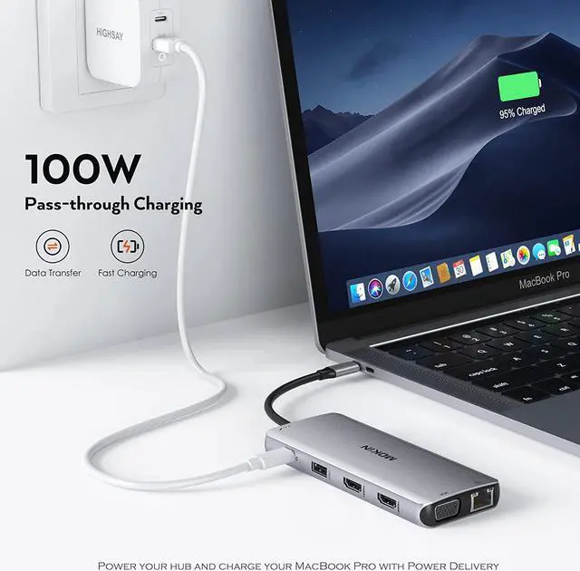 Alt view image 4 of 7 - MOKiN USB C Docking Station Dual Monitor HDMI Adapter, 11 in 1 USB-C Laptop Docking Station with 3xUSB 3.1,2xUSB2.0,VGA&RJ45,1x100WPD&Audio ports,for Mac book Pro/Air,Dell XPS,HP,Lenovo,etc.