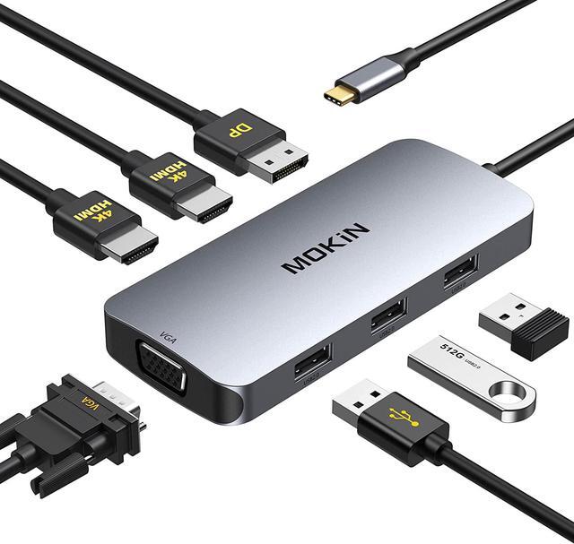 MOKiN USB C To Dual HDMI Docking Station - 6-in-1 Hub For Windows Laptops With PD Charging