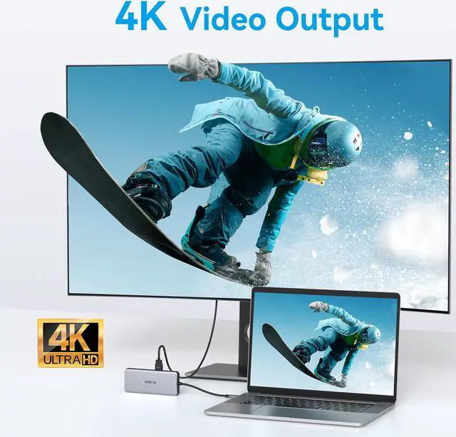 Alt view image 3 of 7 - MOKiN USB C Docking Station Dual Monitor,12 in 1 Triple Display USB C Hub with 2x4K HDMI,DisplayPort,100W PD,4xUSB,Gigabit Ethernet,SD/TF,Audio Port,Multiport Adapter for Macbook/HP/Dell/Lenovo,etc.