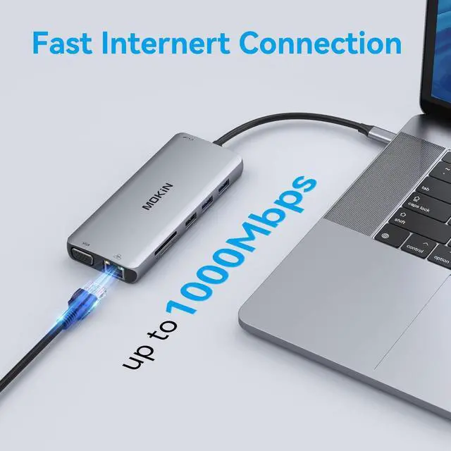 Alt view image 6 of 7 - USB C Docking Station Dual Monitor, Dual HDMI Adapter 12 in 1 Triple Display USB C Hub with VGA, Gigabit Ethernet, 100W PD, 4 USB Ports, SD/TF Card Reader Audio for Lenovo/HP/Dell Type-C Laptops
