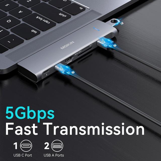 Alt view image 6 of 6 - MOKiN 7 in 2 USB C Multiport Adapte for MacBook with 1x4K@60Hz HDMI,1xPD 100W Thunderbolt3,2xUSB A 3.0,1xUSB-C 3.0,TF/SD,USB C Hub for MacBook Pro/Air M1/M2/M3