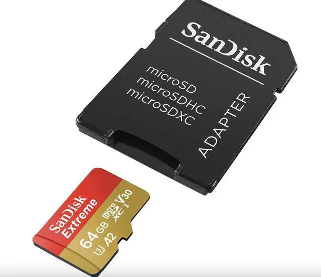 Alt view image 2 of 2 - 64GB  SanDisk Extreme MicroSDHC UHS-I Memory Card With Adapter - 160MB/s, U3, V30, 4K UHD, A2, Micro SD Card - SDSQXA2-064G-GN6MA
