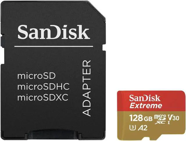 Alt view image 3 of 3 - 128GB SanDisk  Extreme MicroSDHC UHS-I Memory Card With Adapter - 160MB/s, U3, V30, 4K UHD, A2, Micro SD Card - E-S-SDSQXAA-128G-GN6MA
