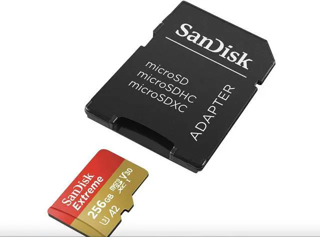 Alt view image 2 of 5 - 256GB SanDisk  Extreme MicroSDHC UHS-I Memory Card With Adapter - 160MB/s, U3, V30, 4K UHD, A2, Micro SD Card - SDSQXA1-256G-GN6MA