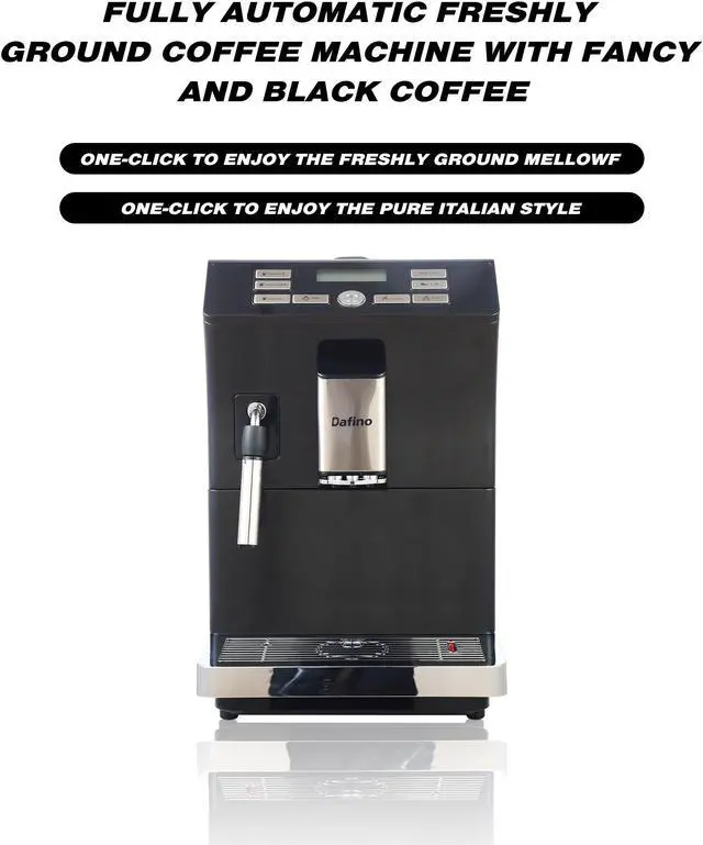 Alt view image 6 of 6 - Dafino-205 Fully Automatic Espresso Machine w/ Milk Frother, Black,Stainless steel Espresso