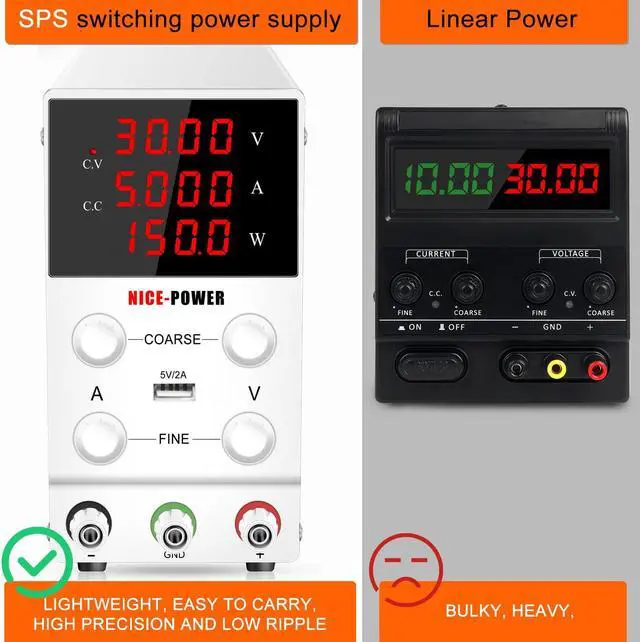 Alt view image 7 of 7 - DC Power Supply Variable 120V 3A, 4 Digital Display Adjustable Regulated Switching DC Lab Bench Power Supply with 5V/2A USB Charging Port