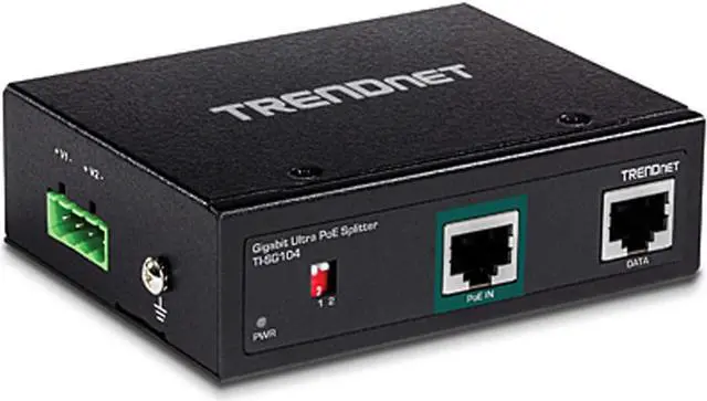Alt view image 4 of 7 - TRENDnet Industrial Gigabit UPoE Splitter, Dual DC Power Outputs, DIN-Rail or Wall-Mountable, Adjustable Voltage Output, TI-SG104,Black