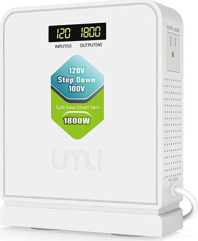 Main image of UMI 1800 Watt Voltage Converter Transformer - Heavy Duty Step Down AC 120V to 100V Power Converter - for Japan Appliances Use in US Canada Mexico  CE Certified [3-Year Warranty]