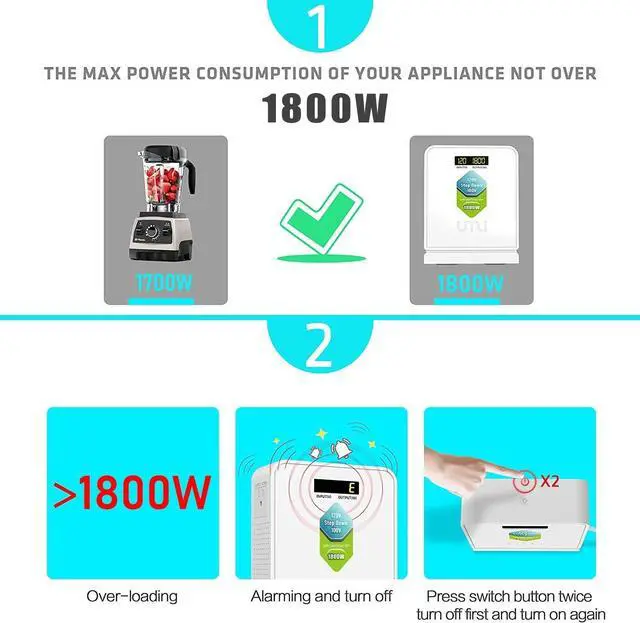 Alt view image 4 of 7 - UMI 1800 Watt Voltage Converter Transformer - Heavy Duty Step Down AC 120V to 100V Power Converter - for Japan Appliances Use in US Canada Mexico  CE Certified [3-Year Warranty]