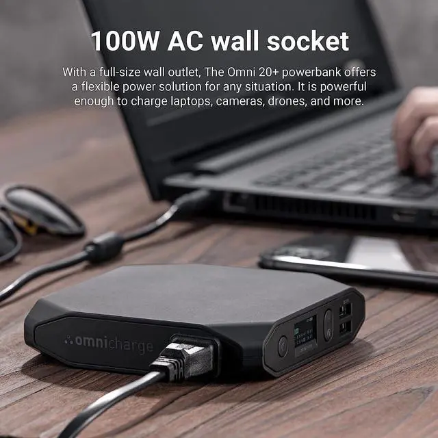 Alt view image 5 of 7 - Omni 20+ 20000mah Laptop Power Bank Portable Charger | AC/DC/USB-C/Wireless Battery Backup for Laptops:MacBook Pro/Dell/Surface | Cameras:Canon/Nikon/DSLR/DJI Drones | Smart Devices:iPhone/Samsung