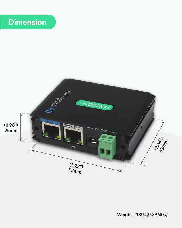 Alt view image 7 of 7 - Industrial Gigabit POE+ Splitter with DC12V/DC24V/ POE 24V Output, Wide Voltage Input, IEEE802.3af/at POE to DC Power Supply for Security Cameras, Access Control Systems