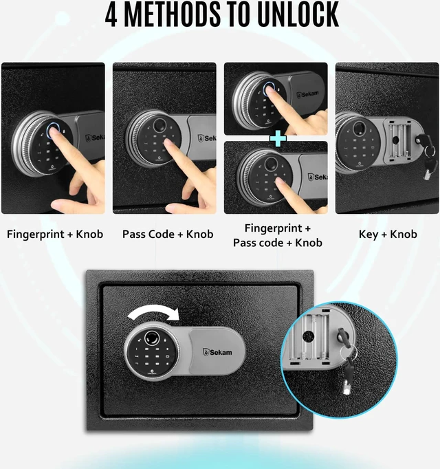 Passcode Access Box SEKAM Safe Box with Fingerprint and Passcode Access, 0.85 CF Biometric ...