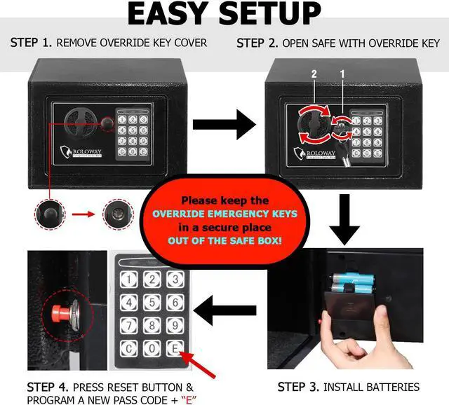 Alt view image 5 of 6 - ROLOWAY Steel Money Safe Box for Home with Fireproof Money Bag for Cash Safe Hidden, Security Safe Box for Money Safe with Keys, Lock Box Fireproof Safe with Keypad (Black)