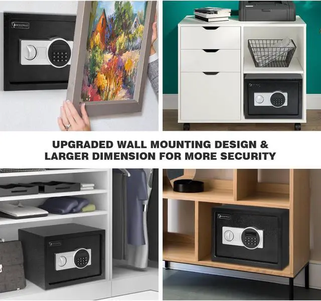 Alt view image 5 of 5 - ROLOWAY Steel Safe Box (0.8 Cubic Feet), Money Safe for Home Safe, Lock Box with Fireproof Bag for Cash Safe, Security Safety Box for Document Safe, Fireproof Safe with Key (Silver Digital Keypad)