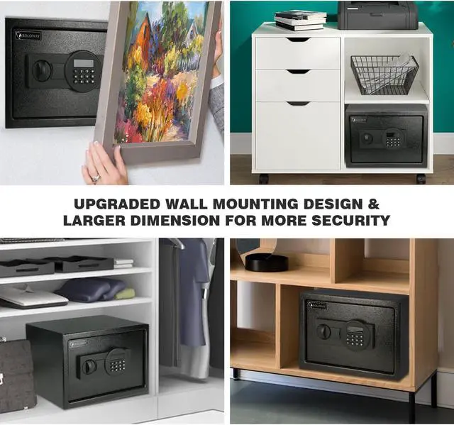 Alt view image 5 of 5 - ROLOWAY Steel Safe Box (0.8 Cubic Feet), Money Safe for Home Safe, Lock Box with Fireproof Bag for Cash Safe, Security Safety Box for Document Safe, Fireproof Safe with Key (Black Digital Keypad)