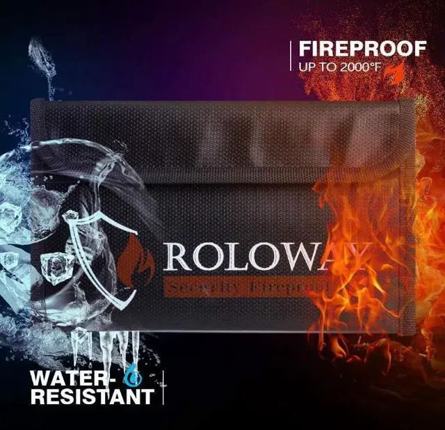 Alt view image 3 of 6 - ROLOWAY Small Fireproof Bag (5 x 8 inches), Non-itchy Fireproof Money Bag, Fireproof Wallet Bag, Cash Fireproof Bag Set for Valuables - Passport, Currency & Keys (2-Pack)