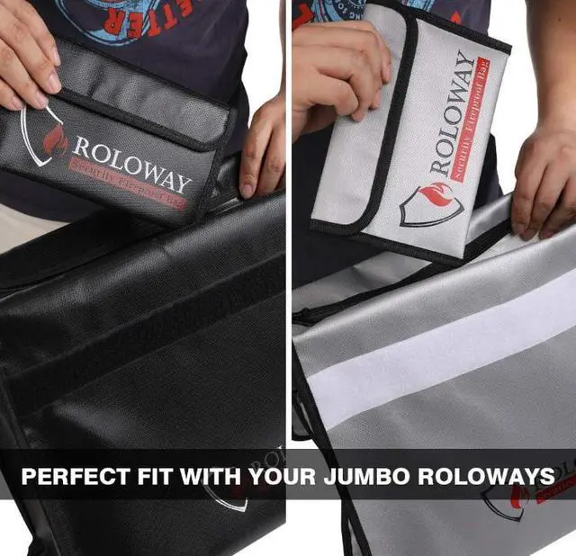 Alt view image 5 of 6 - ROLOWAY Small Fireproof Bag (5 x 8 inches), Non-itchy Fireproof Money Bag, Fireproof Wallet Bag, Cash Fireproof Bag Set for Valuables - Passport, Currency & Keys (2-Pack)
