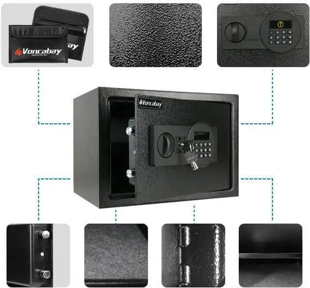 Alt view image 6 of 6 - Voncabay Steel Safe Box (0.8 Cubic Feet), Money Safe for Home Safe, Lock Box with Fireproof Bag for Cash Safe, Security Safety Box for Document Safe, Fireproof Safe with Key (Black Digital Keypad)
