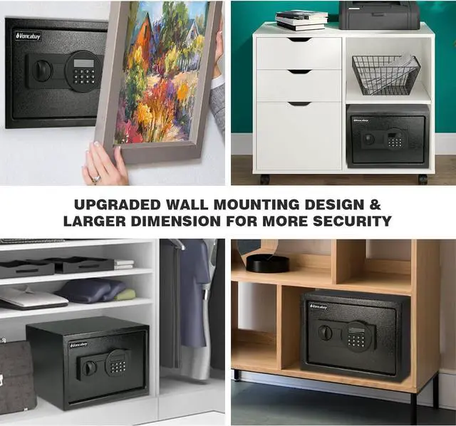 Alt view image 3 of 6 - Voncabay Steel Safe Box (0.8 Cubic Feet), Money Safe for Home Safe, Lock Box with Fireproof Bag for Cash Safe, Security Safety Box for Document Safe, Fireproof Safe with Key (Black Digital Keypad)