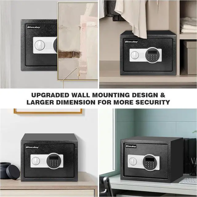 Alt view image 4 of 6 - Voncabay Steel Safe Box (0.8 Cubic Feet), Money Safe for Home Safe, Lock Box with Fireproof Bag for Cash Safe, Security Safety Box for Document Safe, Fireproof Safe with Key (Silver Digital Keypad)