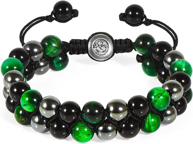 Natural Tiger's Eye Obsidian Hematite Beads Bracelets for Men Triple  Protection