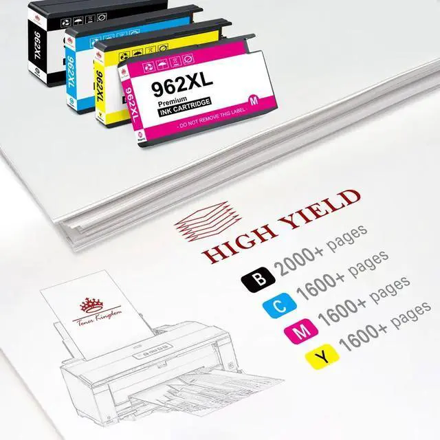 Alt view image 4 of 4 - 5PK Ink Cartridges replace for 962XL Officejet Pro 9010 9012 9018 9025 9019