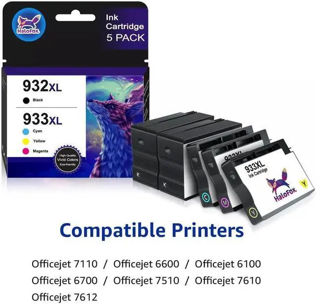 Alt view image 4 of 4 - 5x 932XL Ink Cartridge for 933XL OfficeJet 7510 7600 6100 6600 High Yield
