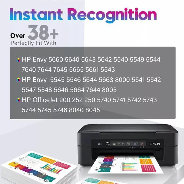 Alt view image 2 of 3 - 3 Pack 62XL black & Tri-color Ink Cartridges for ENVY 5546 5547 5646 W/Chip