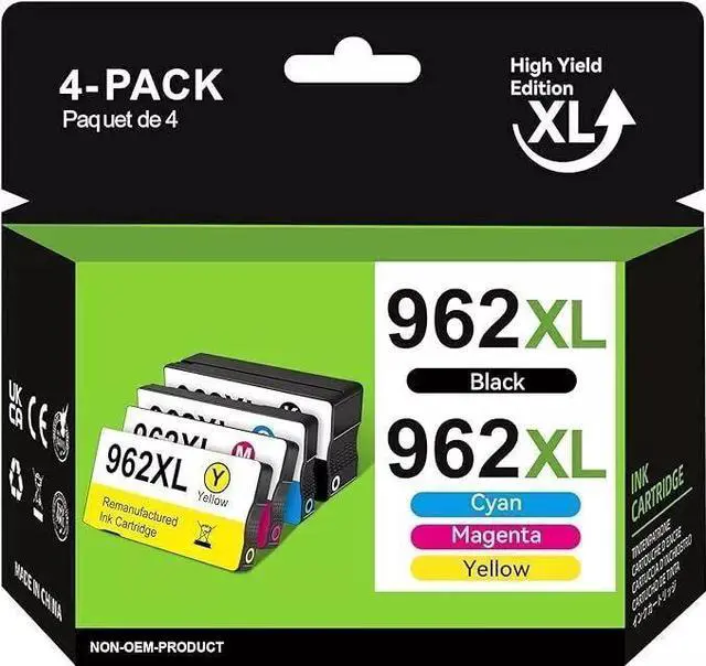 Main image of 4Pk 962XL Ink Cartridges for 962 OfficeJet 9010 9015 9016 9018 9020 9025 9028