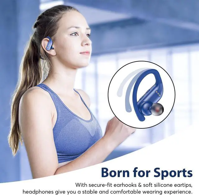 Alt view image 6 of 6 - Wireless Earbuds Bluetooth Headphone Sport, Bluetooth 5.4 Earbud, 72Hrs Earphone with Earhook, Noise Cancelling Mic, IP7 Waterproof Headset for Workout/Running
