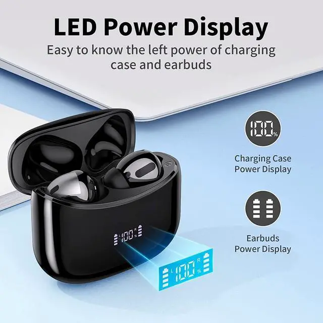 Alt view image 3 of 6 - Wireless Earbuds, Bluetooth Headset with Microphone Touch Control , IPX7 Waterproof, High-Fidelity Stereo Earphones for Sports and Work,Compatible with iPhone 13 Pro Max XS XR Samsung Android