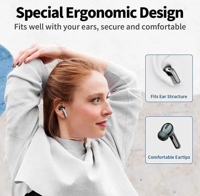 Alt view image 6 of 6 - Wireless Earbuds, Bluetooth Headset with Microphone Touch Control , IPX7 Waterproof, High-Fidelity Stereo Earphones for Sports and Work,Compatible with iPhone 13 Pro Max XS XR Samsung Android