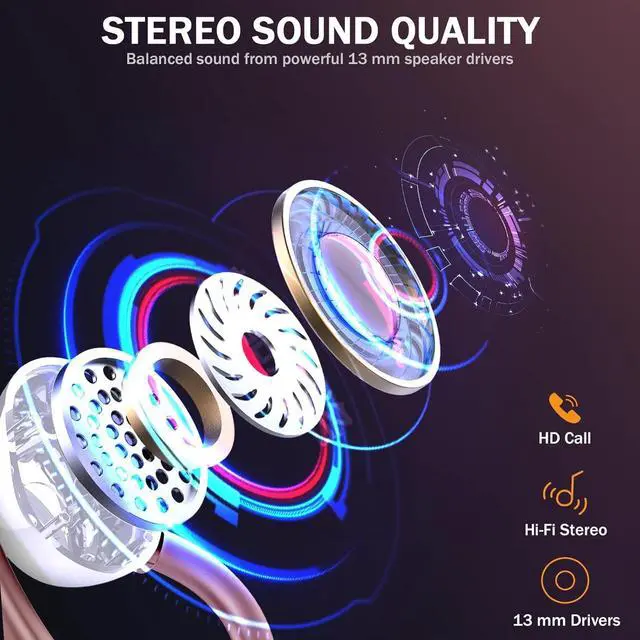 Alt view image 2 of 6 - Wireless Earbuds Bluetooth Headphones 60H Playtime Bluetooth 5.1 Digital LED Display Over-Ear Earphones with Earhook Sports Headphones IPX7 Waterproof Headsets with Mic Deep Bass for Running Workout