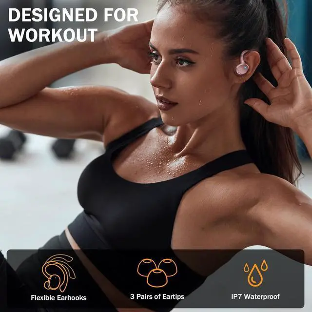 Alt view image 6 of 6 - Wireless Earbuds Bluetooth Headphones 60H Playtime Bluetooth 5.1 Digital LED Display Over-Ear Earphones with Earhook Sports Headphones IPX7 Waterproof Headsets with Mic Deep Bass for Running Workout